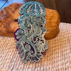 Intricate Blue and Purple Decorative Lucite Jellyfish 12” long